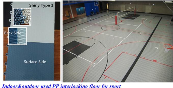 Soundproof Gray Interlocking Sports Tiles PP Interlocking Flooring 1