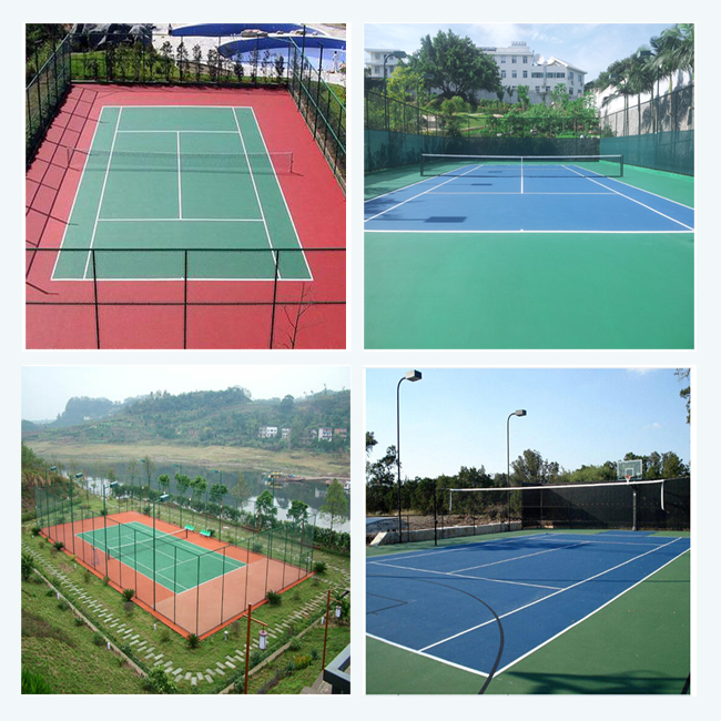 4mm Thickness Silicon PU Sport Flooring Fadeless Synthetic Tennis Court Surfaces 0