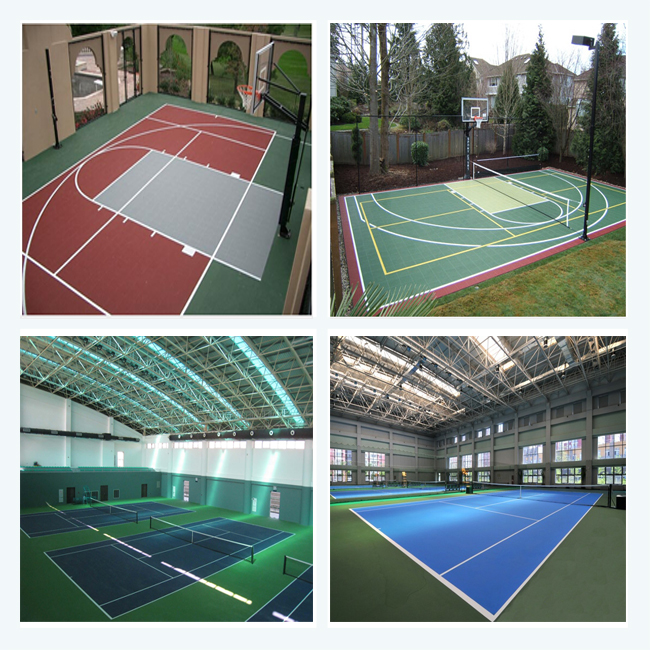 4mm Thickness Silicon PU Sport Flooring Fadeless Synthetic Tennis Court Surfaces 1