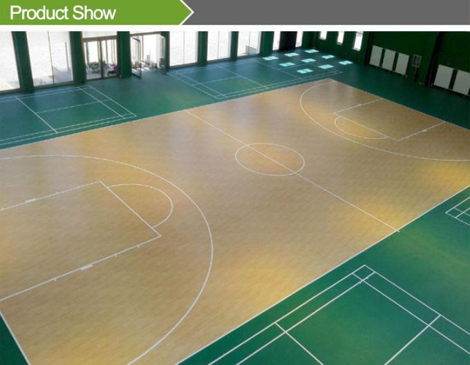 Green Sports PVC Vinyl Flooring / Indoor Basketball Flooring 4.5mm - 7.2 Mm 4