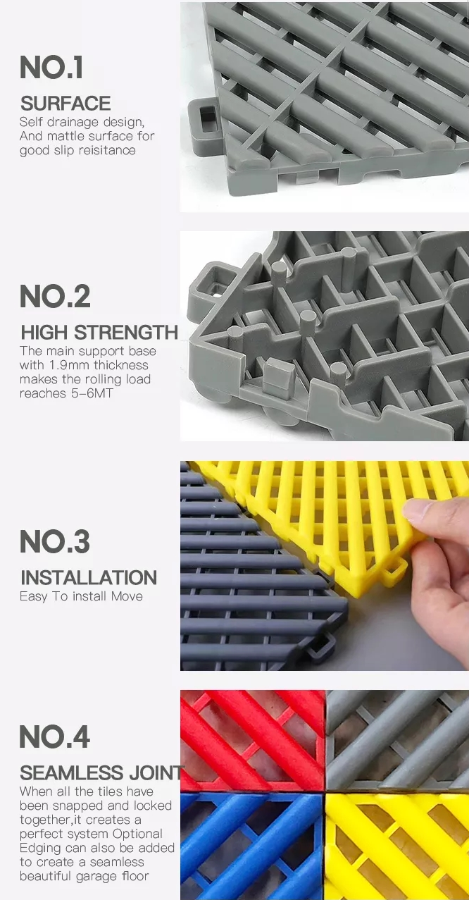 400*400*18mm Anti Slip Pp Interlocking Garage Floor Tiles Removable Plastic Interlocking Floor Mats 4