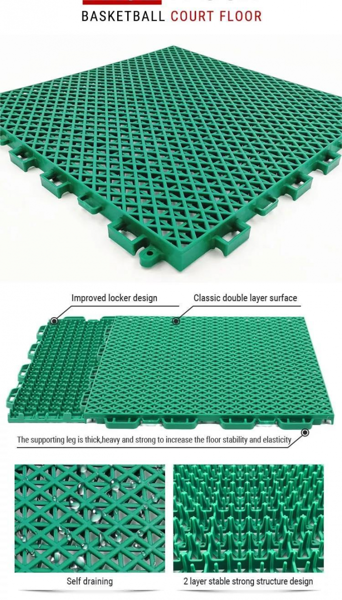 400*400*18mm Anti Slip Pp Interlocking Garage Floor Tiles Removable Plastic Interlocking Floor Mats 0