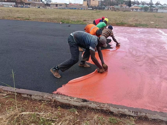 IAAF Slipproof Synthetic Sports Flooring Red Colour Reclaimed Rubber Material
