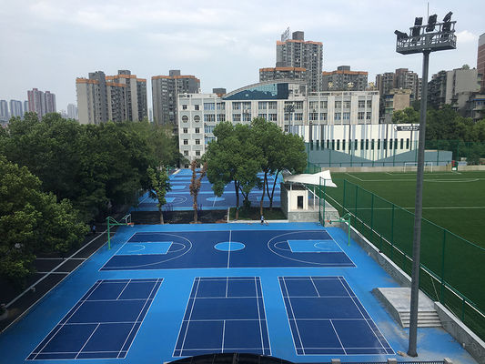 Silicon Pu Sport Court Flooring Multi Purpose Antifade Outdoor Sports Surfaces