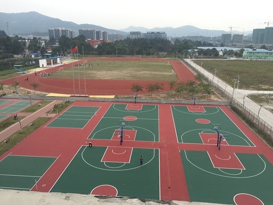 Silicon PU Acrylic Paint Basketball Court Outdoor Tennis Court Installation