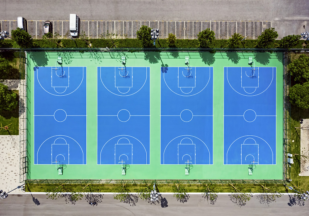 ISO14001 SGS PU Sports Flooring Silicon Outdoor Basketball Tennis Court