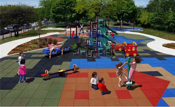 IAAF Wear Resistance Playground Rubber Safety Tiles High Elasticity 2