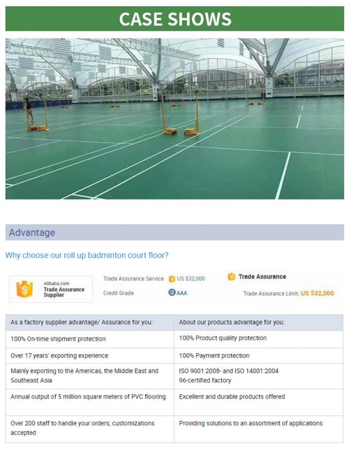 Jiangsu Sports PVC Synthetic Roll Up Badminton Court Floor With Top Quality And Waterproof Roll 0