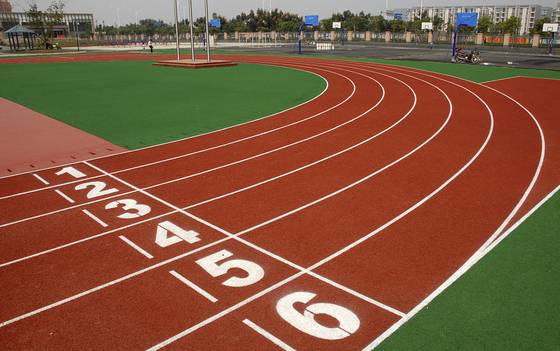 9MM Thickness Eco Sports Flooring Good Flatness Full PU Athletic Running Track